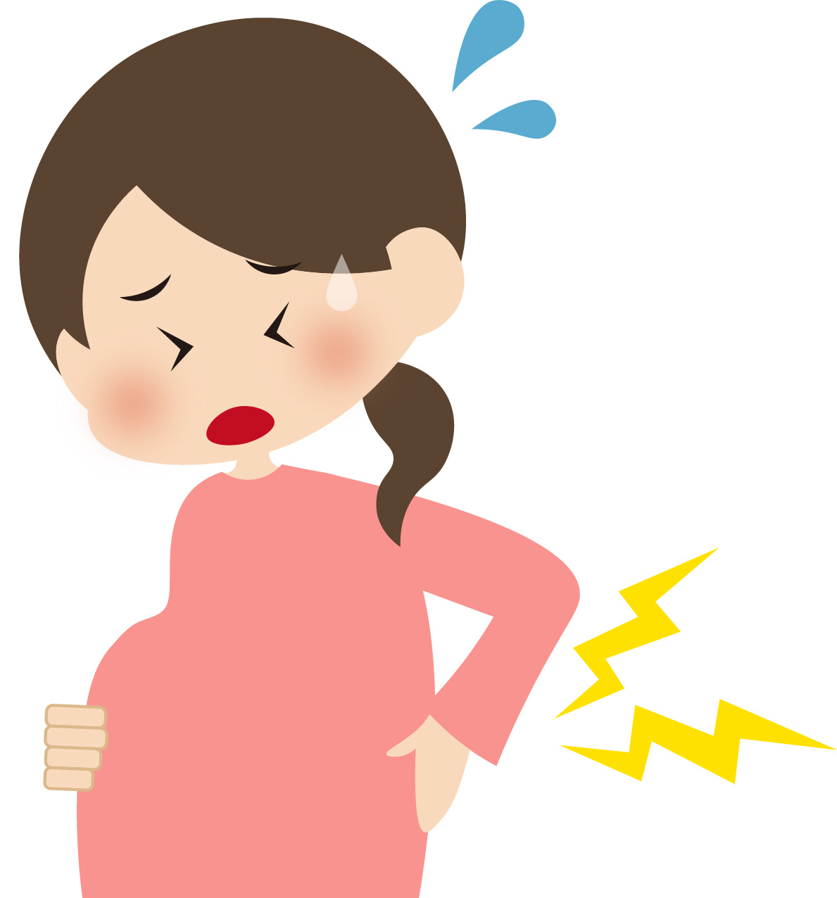 腰の痛みに悩む妊婦のイラスト