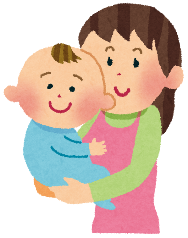 赤ちゃんを抱く母親のイラスト