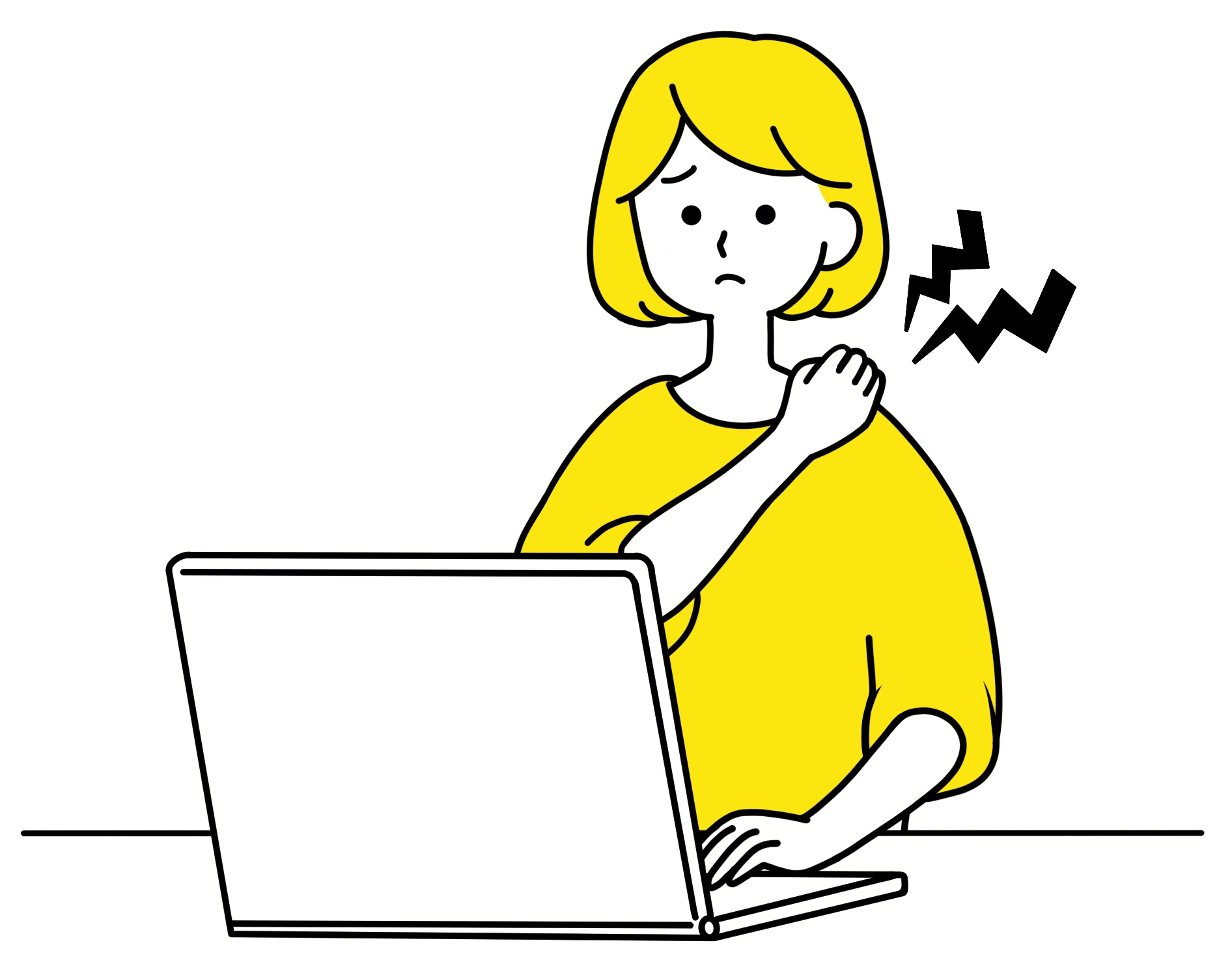 肩の痛みに悩む女性のイラスト